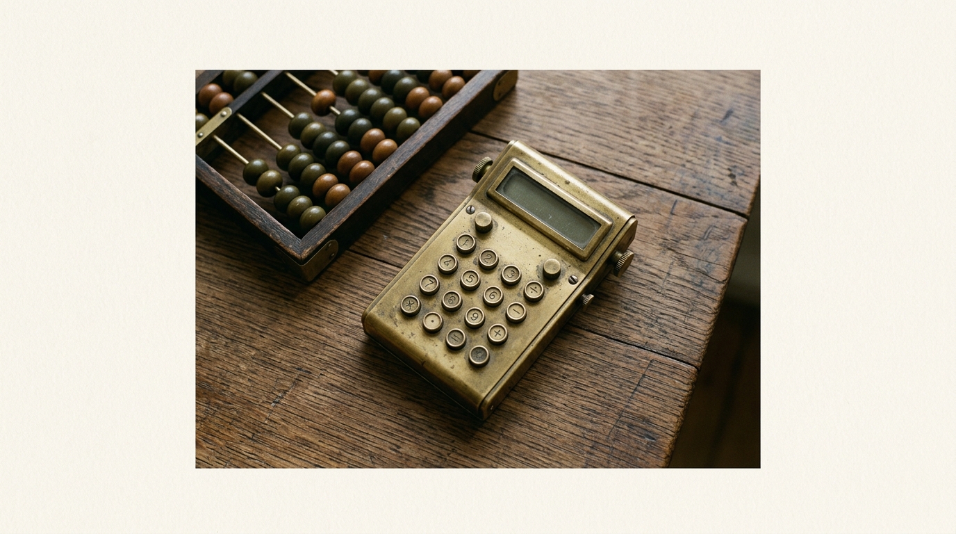 Vintage calculator on desk