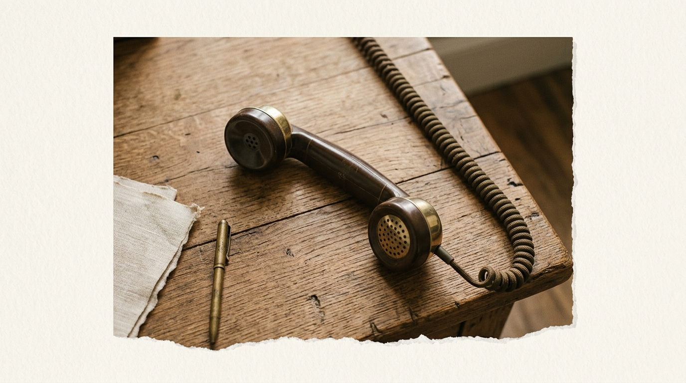 Vintage telephone on desk