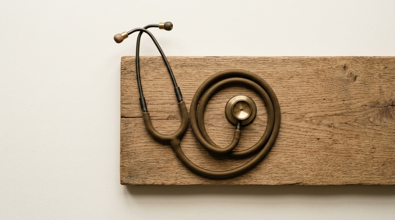 Stethoscope on wooden surface