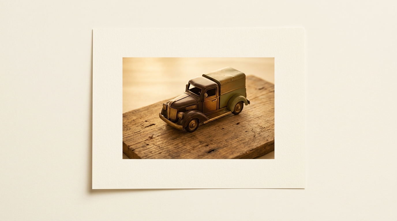 Model truck in golden light